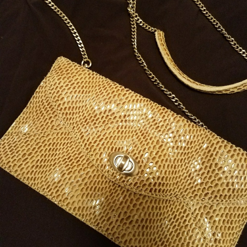 sorial snakeskin leather cluch w/strap bag